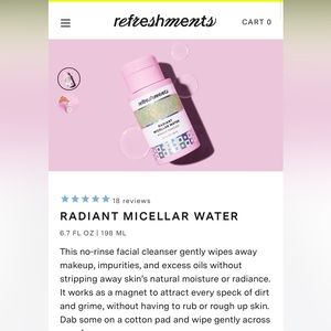 Refreshments radiant micellar water make up remover